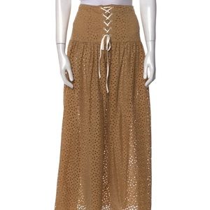 Marysia Resort Riviera Eyelet Lace Up Midi Skirt NWOT